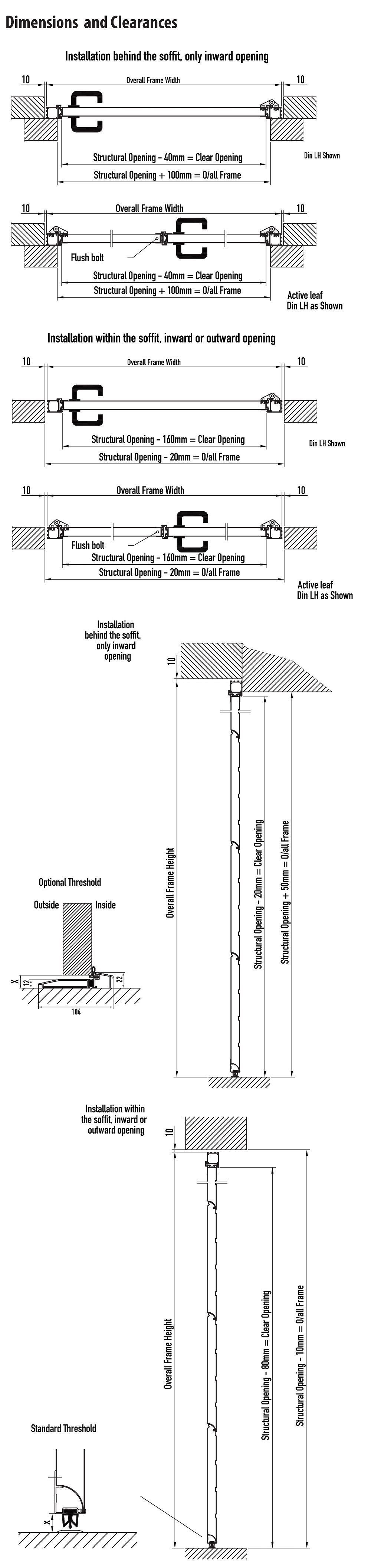 Carteck Side Hinged Dimensions and Clearances