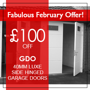 FABULOUS FEBRUARY OFFER!  £100 Off GDO 40mm Luxe Insulated Side Hinged Garage Doors